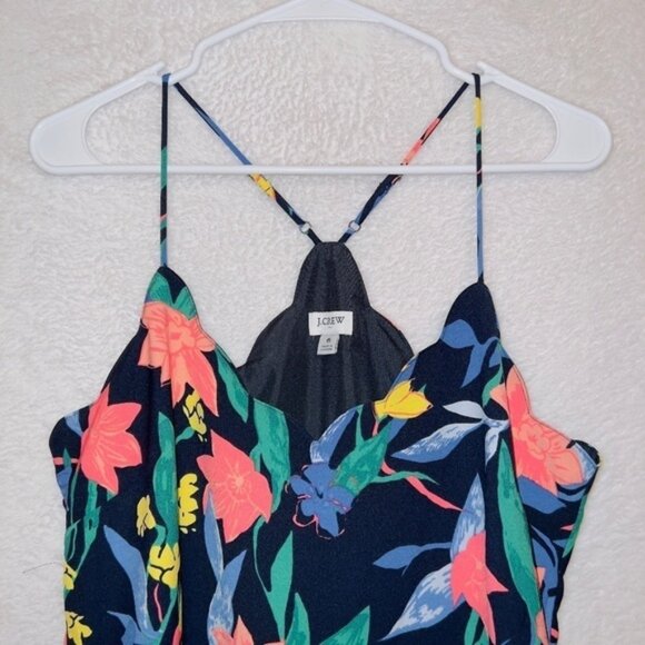 J. Crew AL504 Women's Size 6 Tropical Floral Print Scalloped Trim Cami Tank Top - Picture 4 of 7